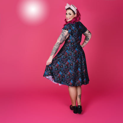 Mimi Swing Dress in Purple Christmas Corgi - Preorder for dispatch 28th November