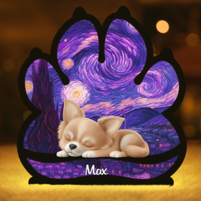 Custom Starry Night Shaped Light Box - Personalized Pet Memorial Sympathy Gifts For Dogs - Light Of Love