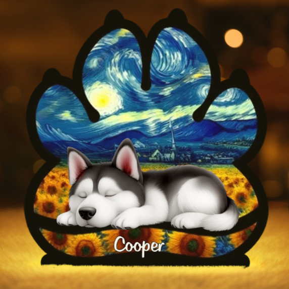 Custom Starry Night Shaped Light Box - Personalized Pet Memorial Sympathy Gifts For Dogs - Light Of Love