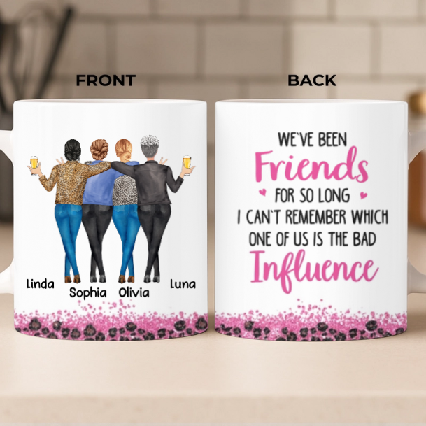 Custom Mug - Personalized Best Friend Christmas Birthday Gifts For Women, Besties, Sisters, BFF - Life Is Better With Besties