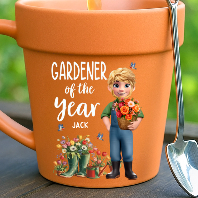 Custom Plant Pot Ceramic Mug - Personalized Garden Gifts For Gardeners - Plant Parent Vibes - Flower Pot Mug