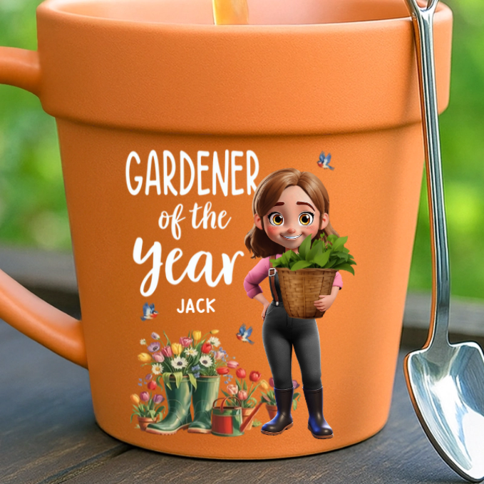 Custom Plant Pot Ceramic Mug - Personalized Garden Gifts For Gardeners - Plant Parent Vibes - Flower Pot Mug