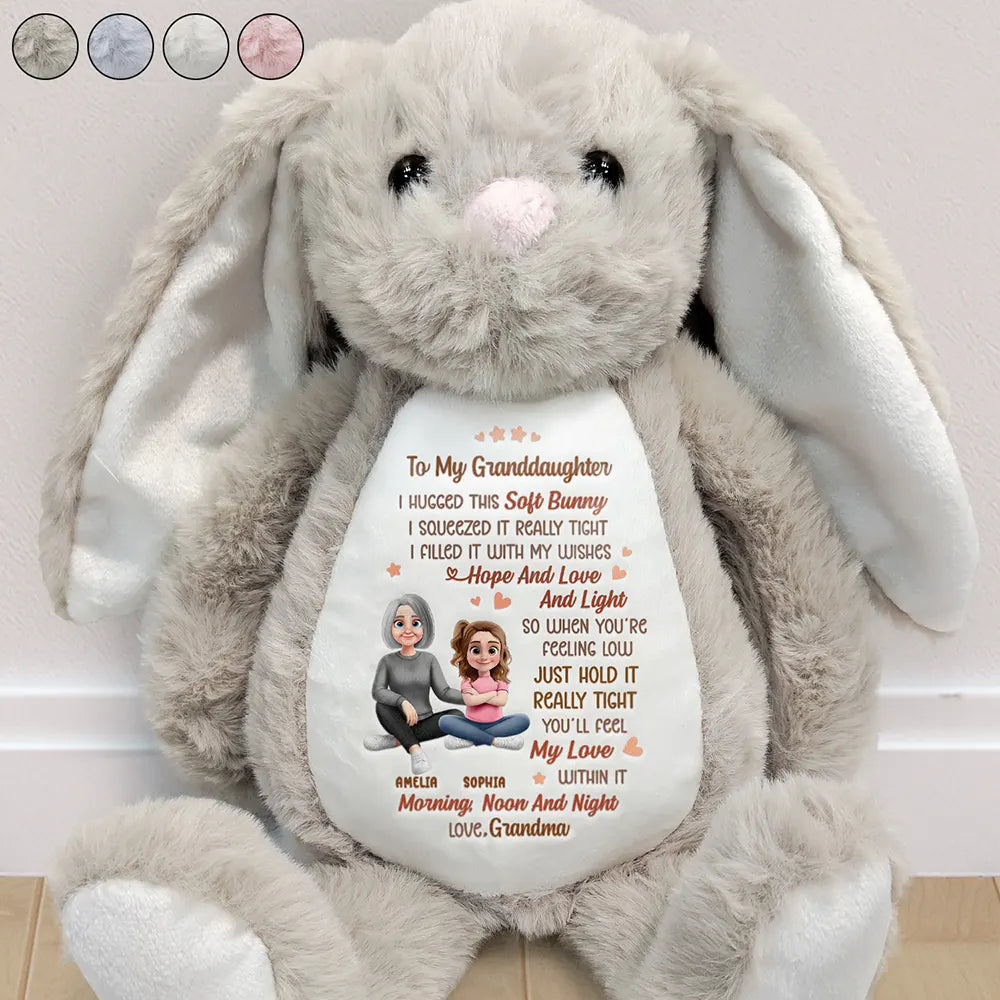 I Filled It With My Wishes Grandmother Granddaughter 3D Effect - Personalized Soft Toy Bunny