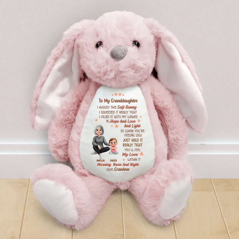 I Filled It With My Wishes Grandmother Granddaughter 3D Effect - Personalized Soft Toy Bunny