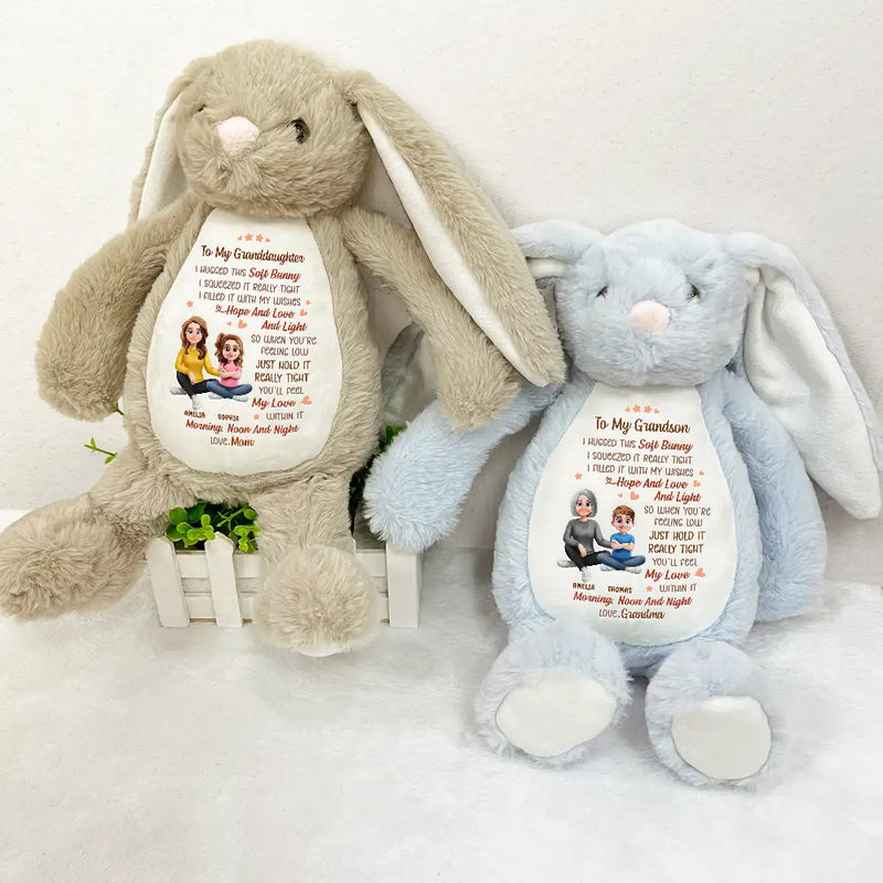 I Filled It With My Wishes Grandmother Granddaughter 3D Effect - Personalized Soft Toy Bunny