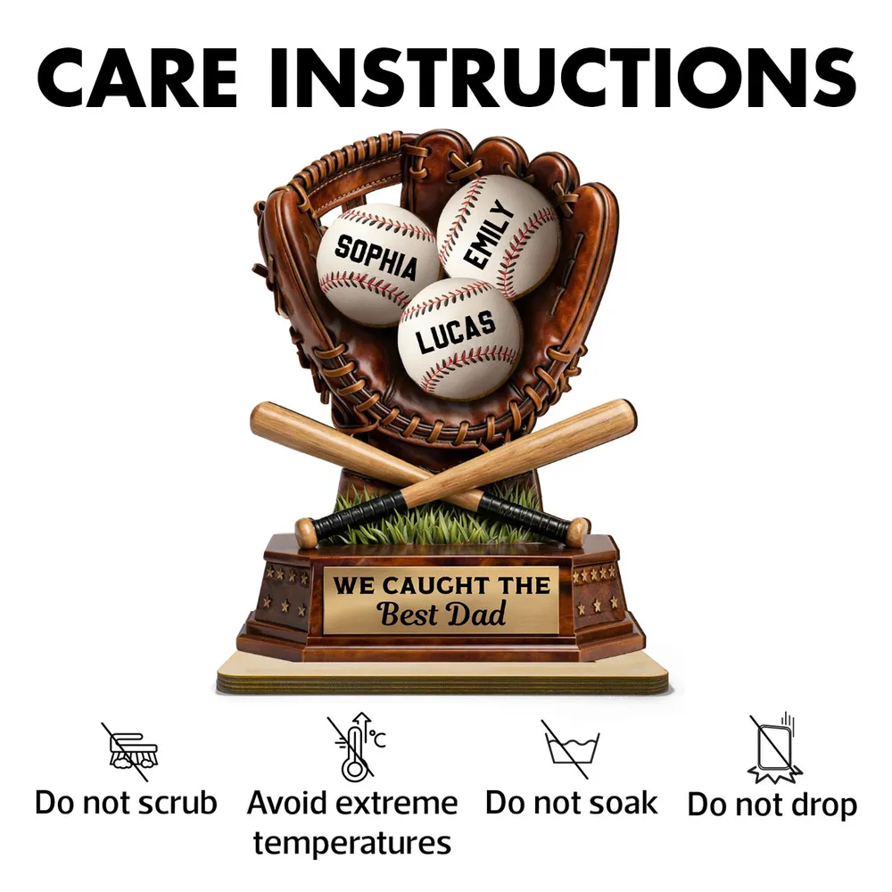 We Caught The Best Dad, Baseball Dad - Personalized 2-Layered Wooden Plaque - Father's Day Gift for Dad, Husband