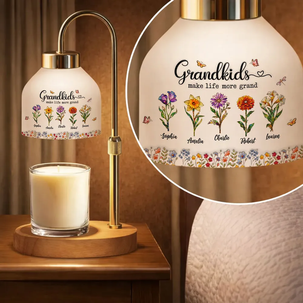 Grandkids Make My Life More Grand - Personalized Candle Warmer Lamp - Mother's Day Gift for Grandma, Mom, Wife