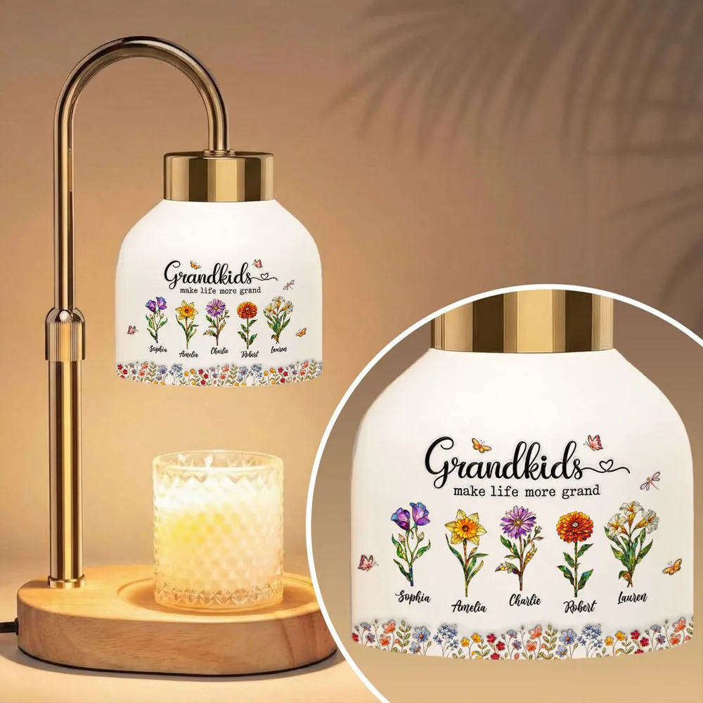 Grandkids Make My Life More Grand - Personalized Candle Warmer Lamp - Mother's Day Gift for Grandma, Mom, Wife