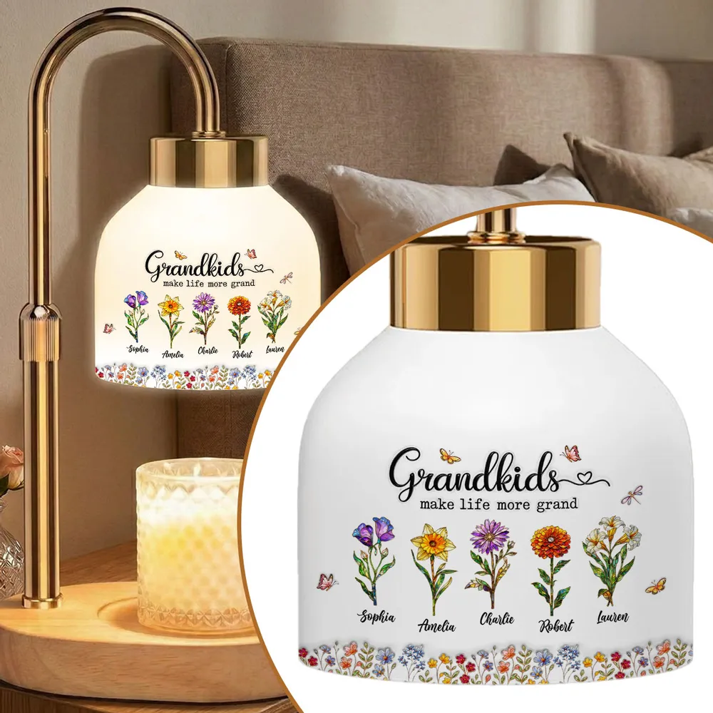 Grandkids Make My Life More Grand - Personalized Candle Warmer Lamp - Mother's Day Gift for Grandma, Mom, Wife