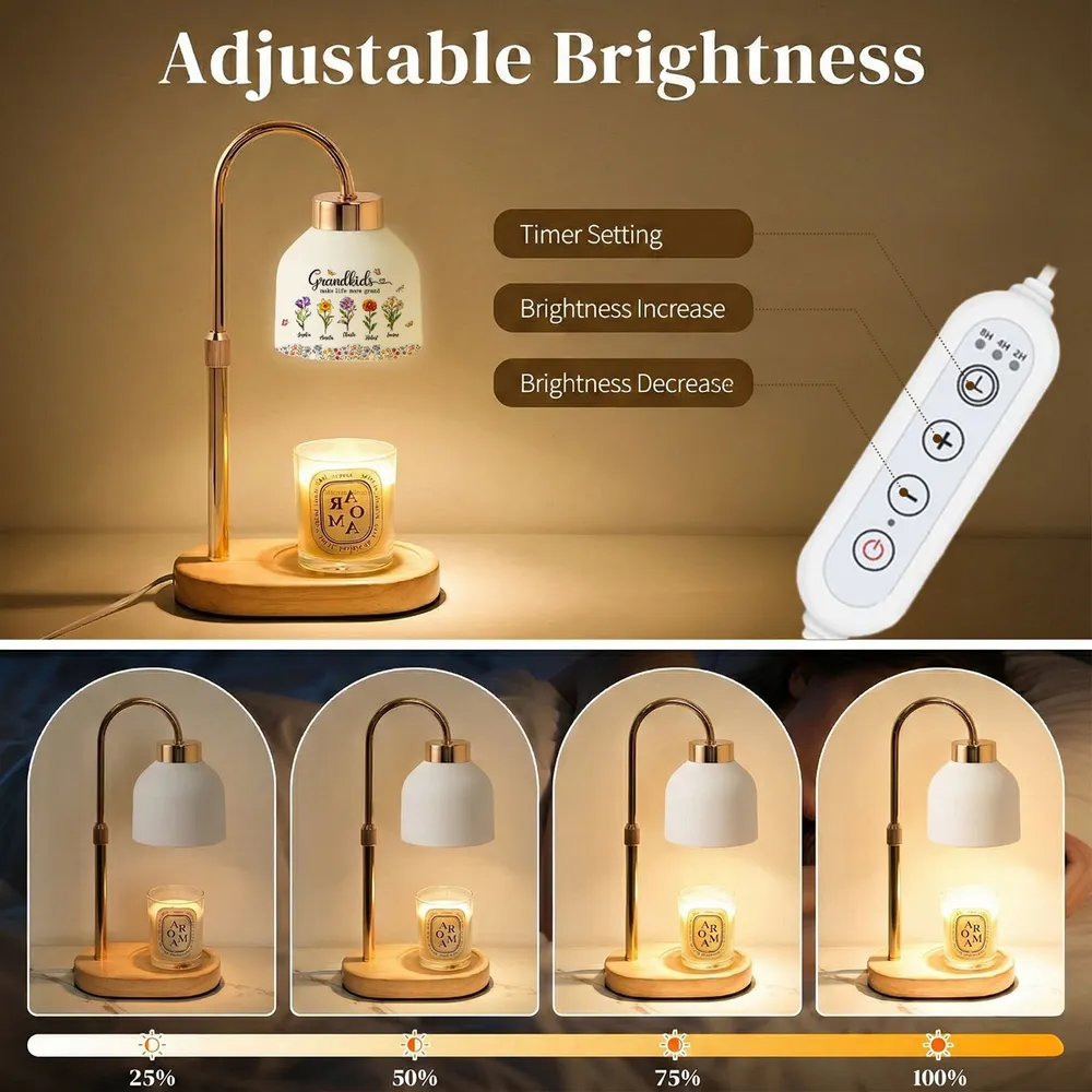 Grandkids Make My Life More Grand - Personalized Candle Warmer Lamp - Mother's Day Gift for Grandma, Mom, Wife