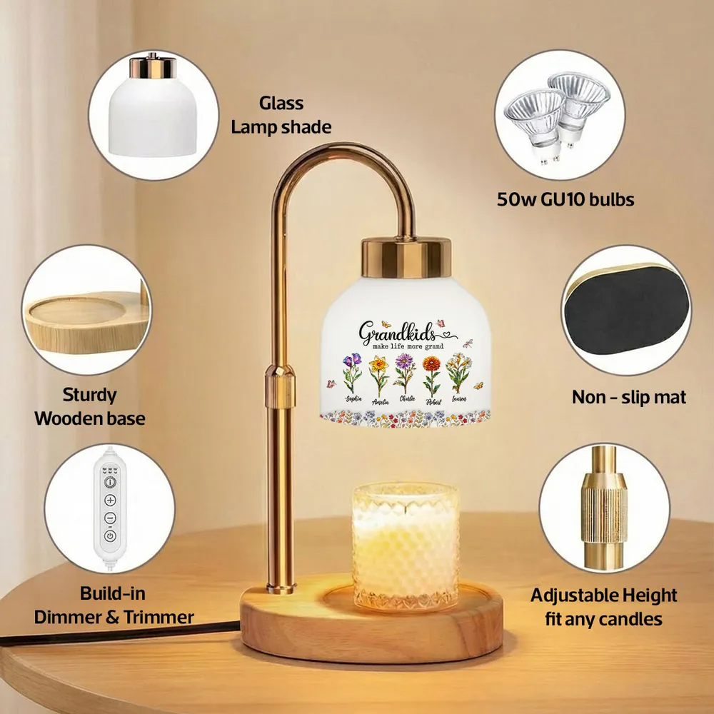 Grandkids Make My Life More Grand - Personalized Candle Warmer Lamp - Mother's Day Gift for Grandma, Mom, Wife