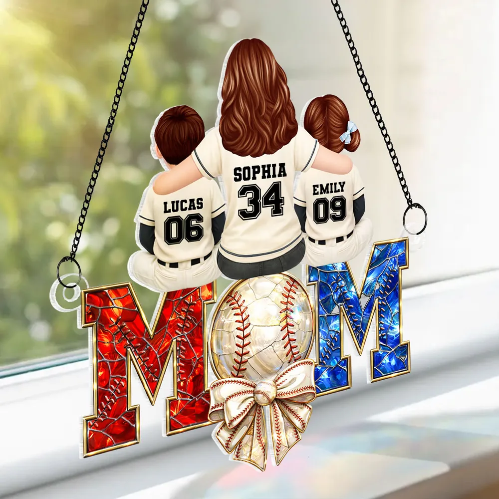 Baseball Mom - Personalized Acrylic Suncatcher - Mother's Day Gift for Mom, Wife