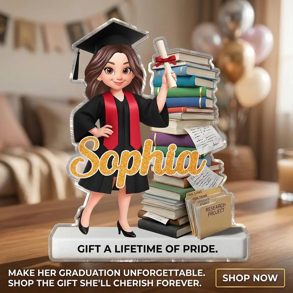 Senior Class Of 2026 2027 Stand By Stack Of Books 2D Flat - Personalized Acrylic Block Plaque - Graduation Gift For Graduates, Daughter, Son