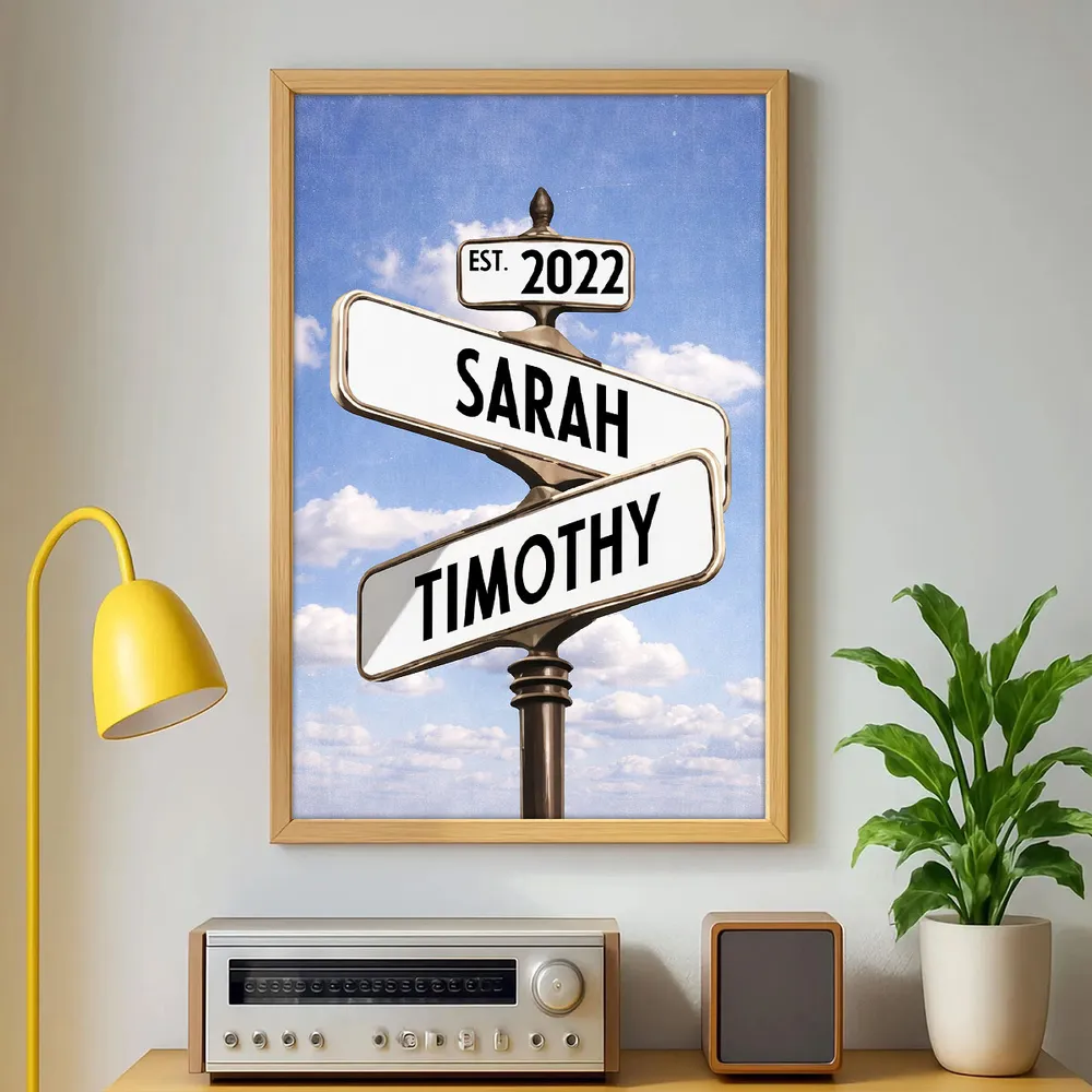 Couple Street Sign - Personalized Poster - Anniversary Gift for Him, for Her