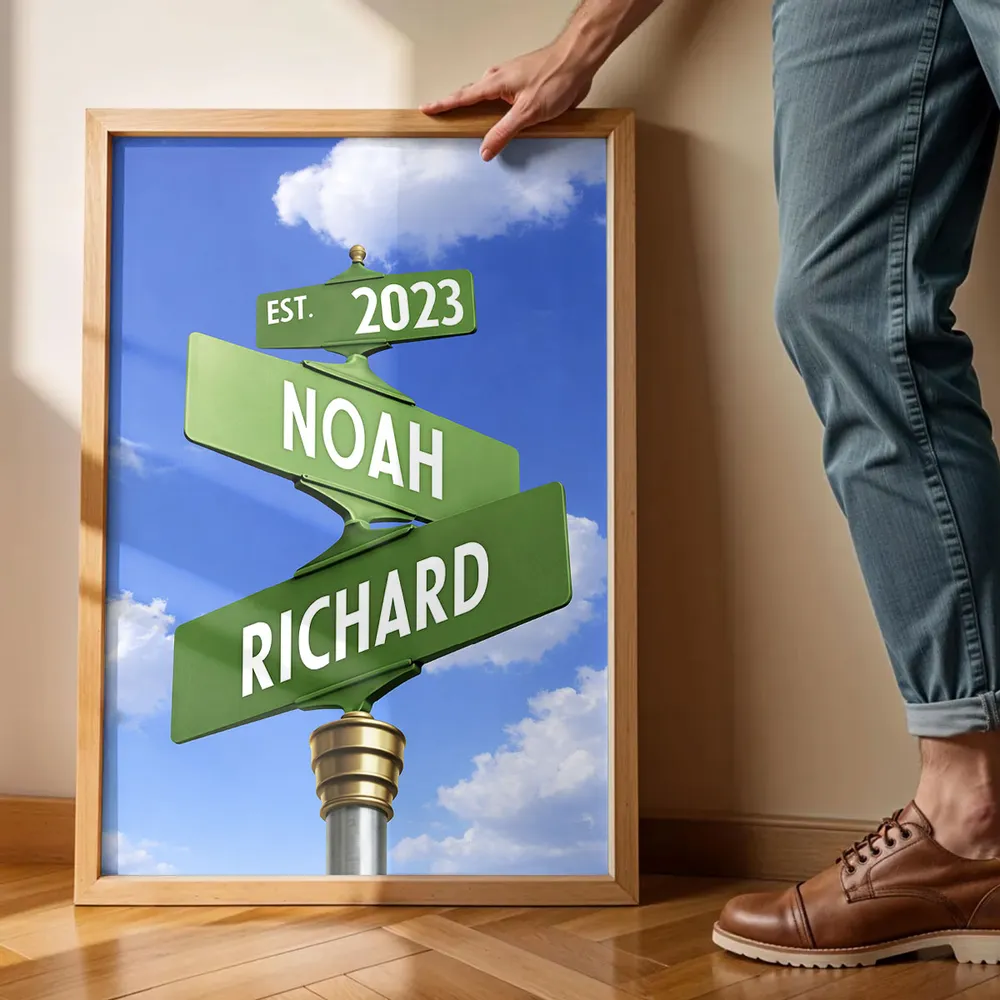 Couple Street Sign - Personalized Poster - Anniversary Gift for Him, for Her