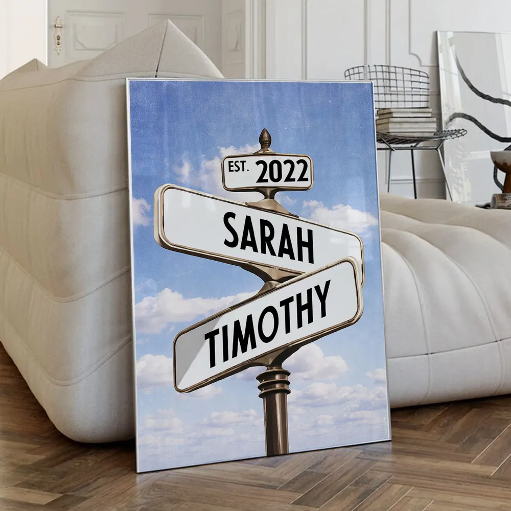 Couple Street Sign - Personalized Poster - Anniversary Gift for Him, for Her