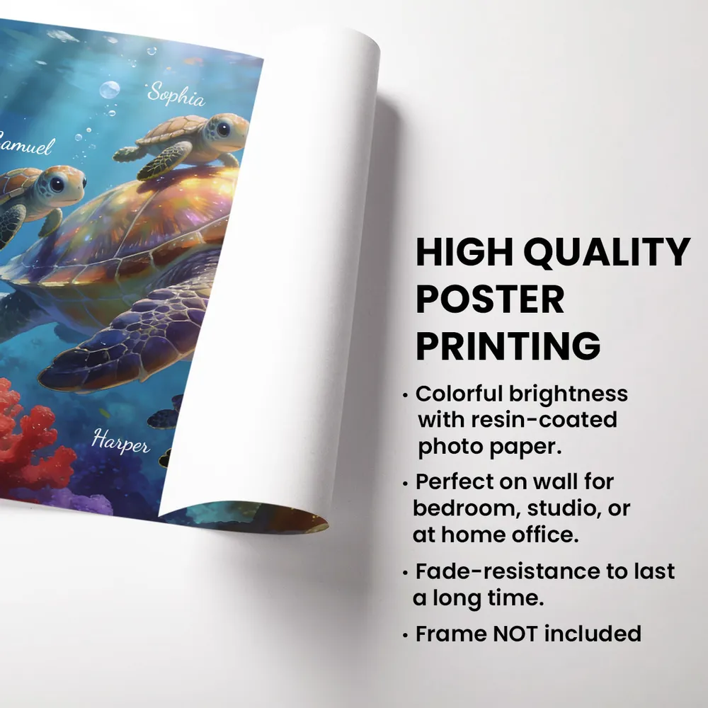 Timeless Love Grandma Grandkids Sea Turtles - Personalized Poster - Mother's Day Gift For Grandma