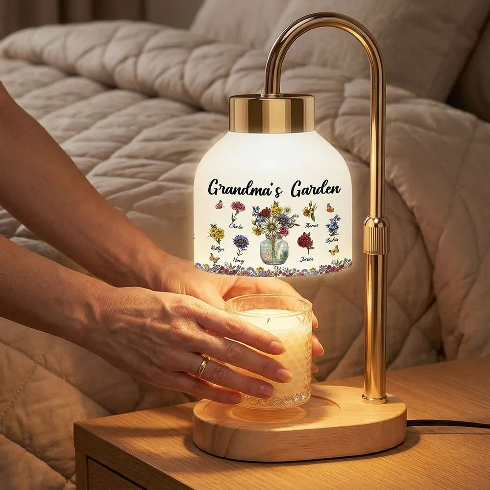 Grandma's Garden Vintage Birth Flower Pot - Personalized Candle Warmer Lamp - Vintage Home Decor Gift For Grandma