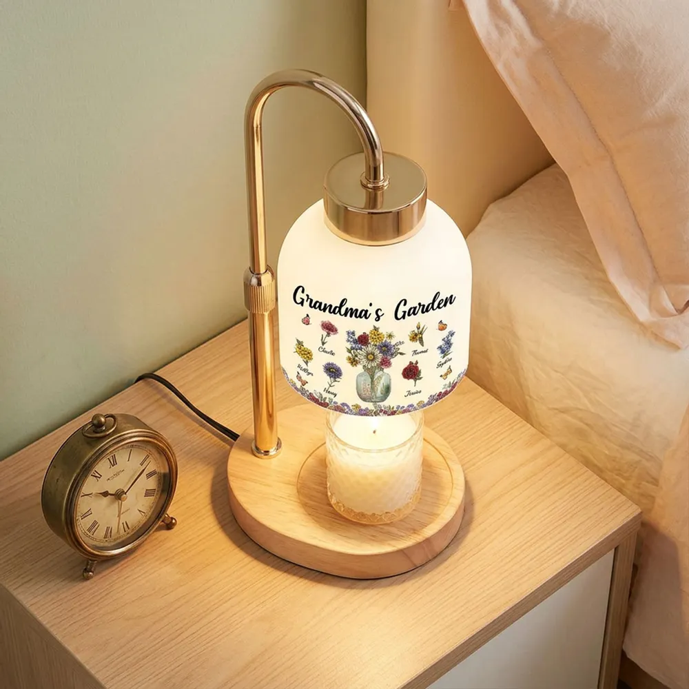 Grandma's Garden Vintage Birth Flower Pot - Personalized Candle Warmer Lamp - Vintage Home Decor Gift For Grandma