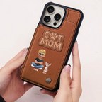 Faux Embroidery Effect Pet Mom Pet Dad - Personalized Leather Flip Wallet Phone Case