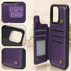 Faux Embroidery Effect Pet Mom Pet Dad - Personalized Leather Flip Wallet Phone Case