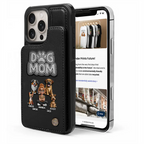Faux Embroidery Effect Pet Mom Pet Dad - Personalized Leather Flip Wallet Phone Case