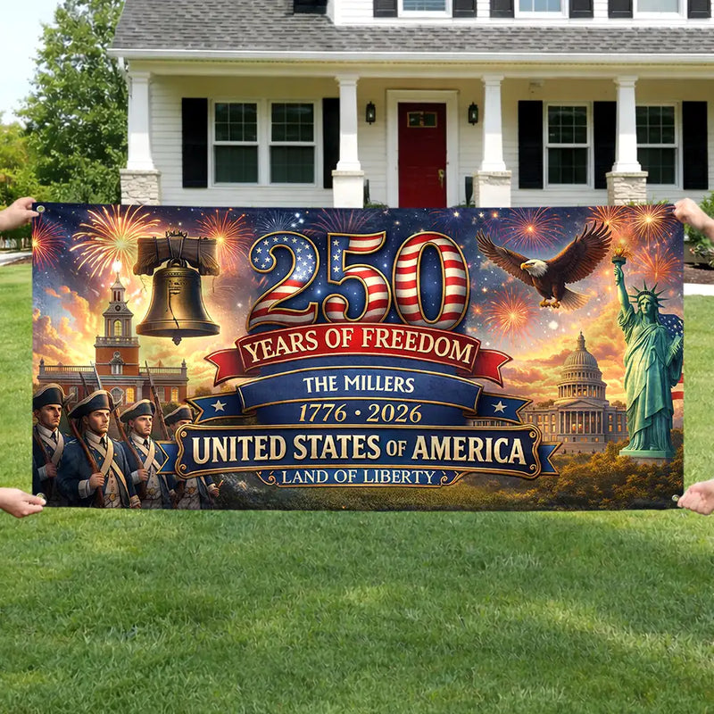 USA 250th Anniversary Land Of Liberty - Personalized Horizontal Banner