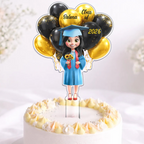 3D Effect Happy Graduation Woman Man - Personalized Acrylic Cake Topper