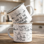 And So The Adventure Begins - Personalized Enamel Mug