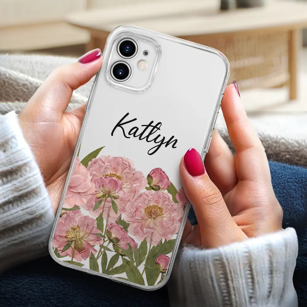 Faux Pressed Birth Flower - Personalized Clear Phone Case