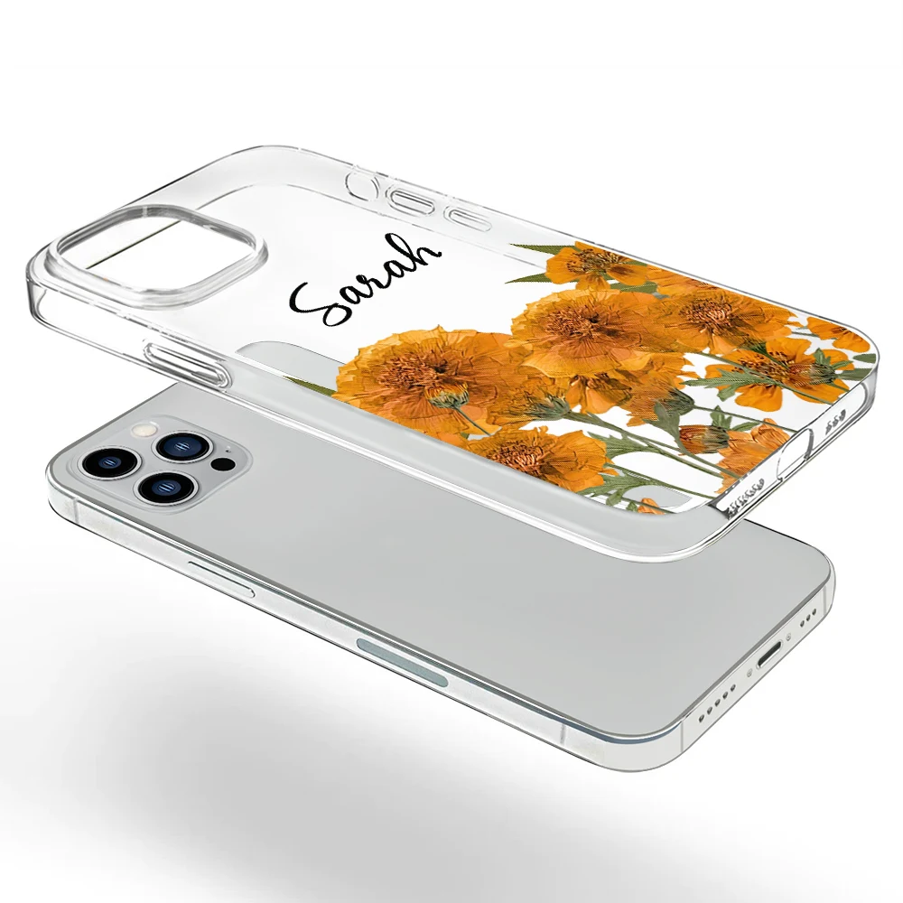 Faux Pressed Birth Flower - Personalized Clear Phone Case