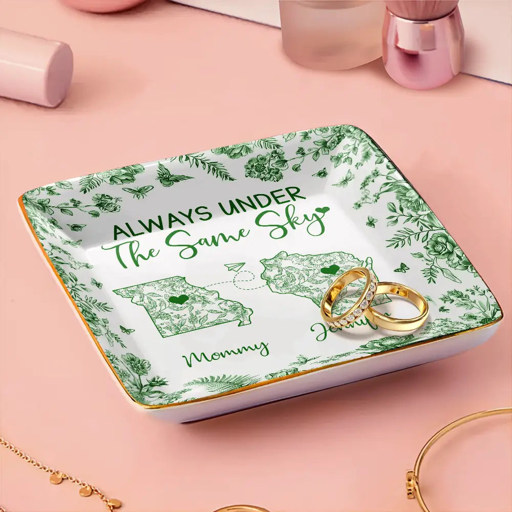 Always Under The Same Sky Toile Pattern - Personalized Ring Dish
