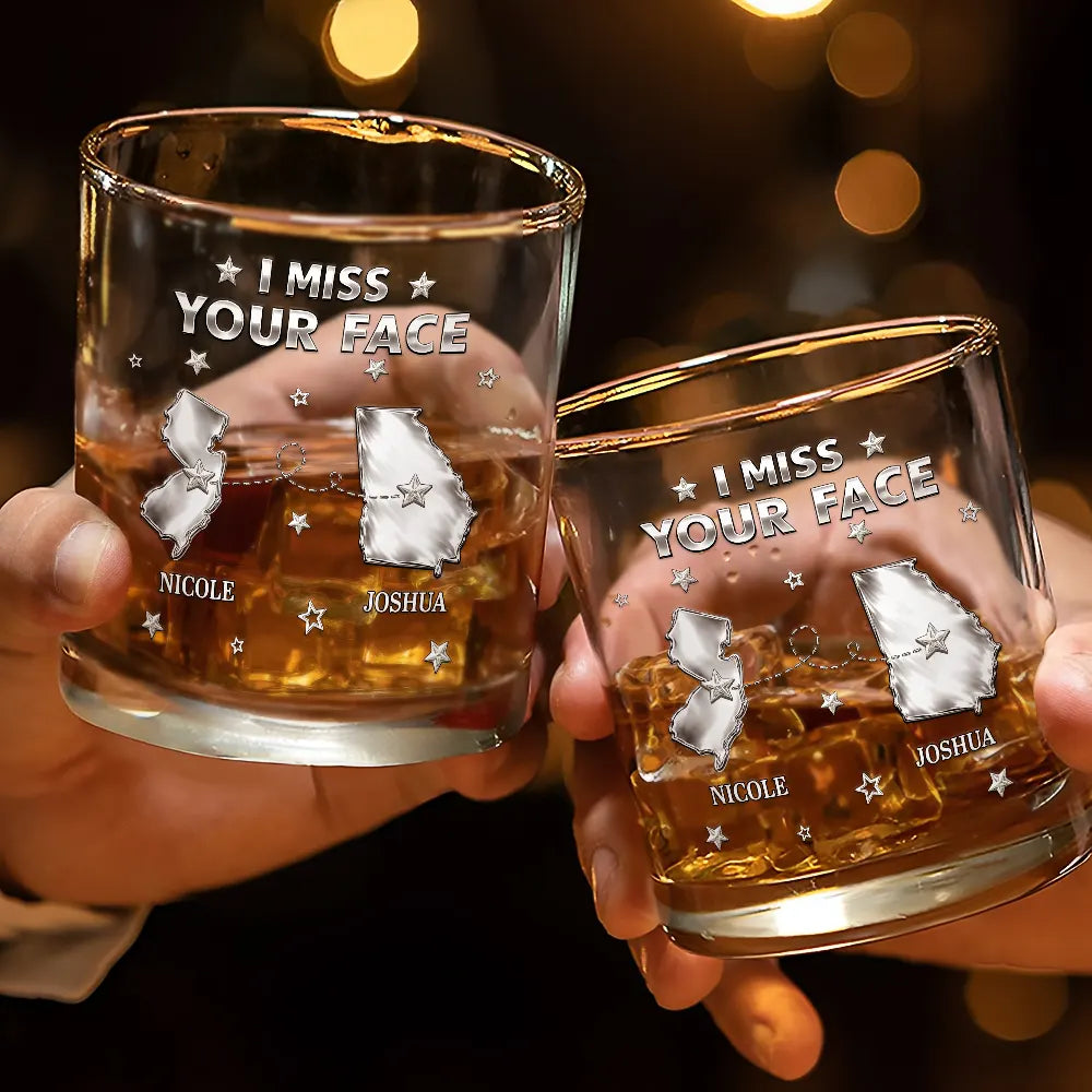 Never Too Far To Drink Together - Personalized Whiskey Glass