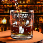 Never Too Far To Drink Together - Personalized Whiskey Glass