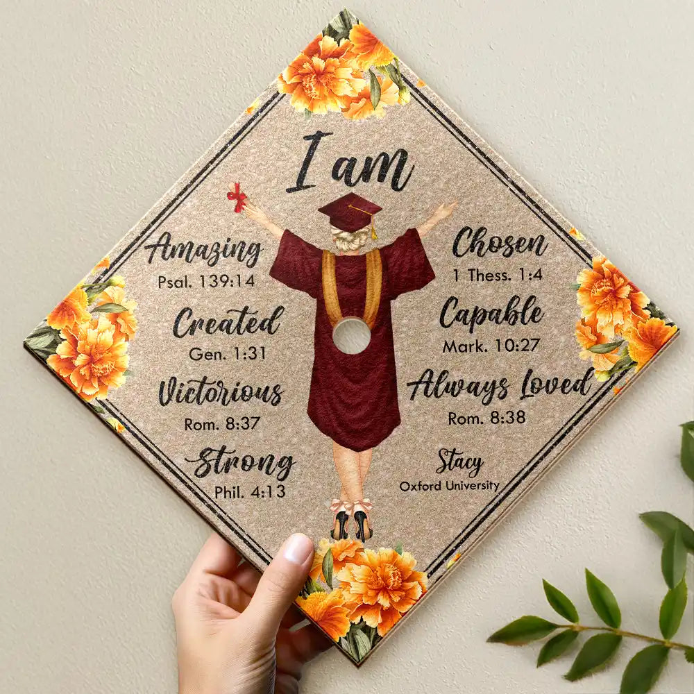 I Am Amazing Capable Strong - Personalized Graduation Cap Topper