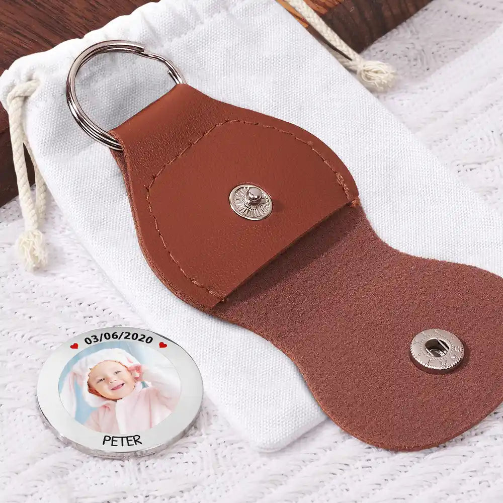 The Moment You Became My Mommy Daddy - Personalized Leather Pocket Hug