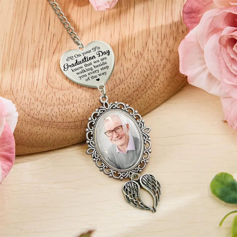 Custom Photo Graduation Walking Beside You Memorial - Personalized Graduation Tassel Charm