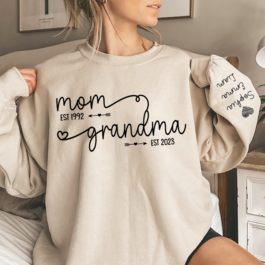 Custom Mom Grandma Est Year Sweatshirt