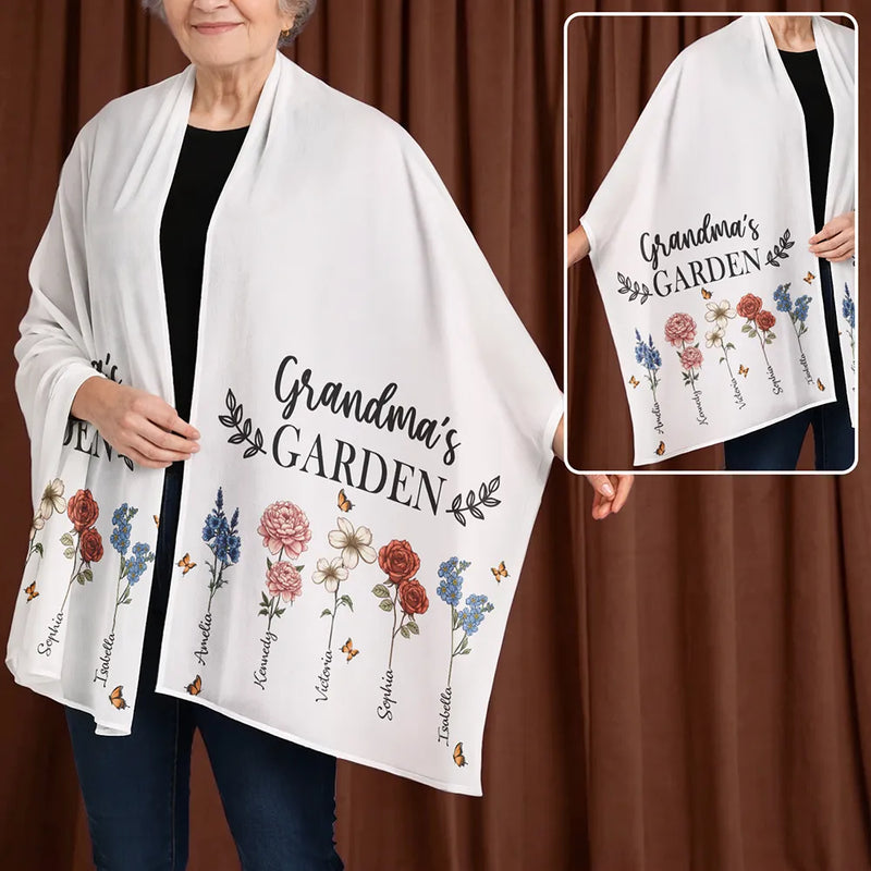 Grandma's Garden Birth Flowers - Personalized Lightweight Soft Shawl