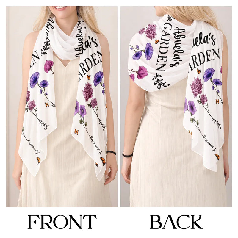 Grandma's Garden Birth Flowers - Personalized Lightweight Soft Shawl