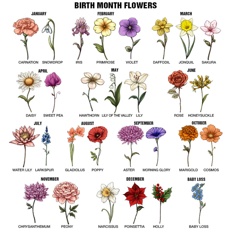 Grandma's Garden Birth Flowers - Personalized Lightweight Soft Shawl