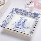 Custom Photo Pencil Sketch Congrats Graduation - Personalized Ring Dish
