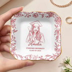 Custom Photo Pencil Sketch Congrats Graduation - Personalized Ring Dish