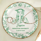 Custom Photo Pencil Sketch Congrats Graduation - Personalized Ring Dish