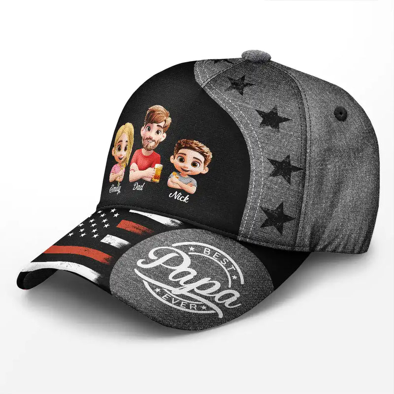 Stars And Stripes Best Dad Ever - Personalized Classic Cap