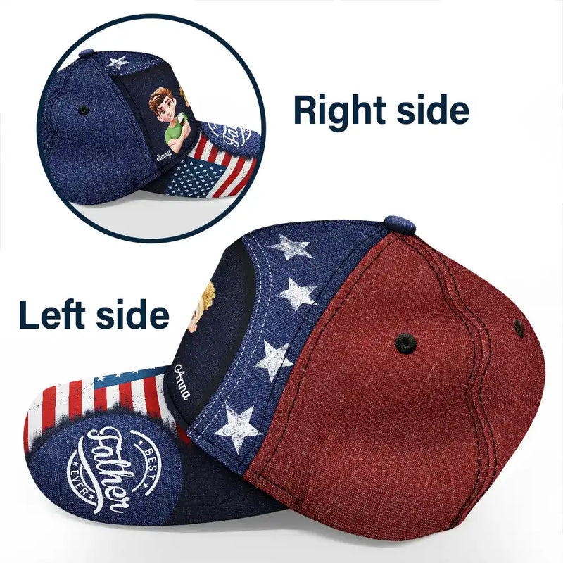 Stars And Stripes Best Dad Ever - Personalized Classic Cap