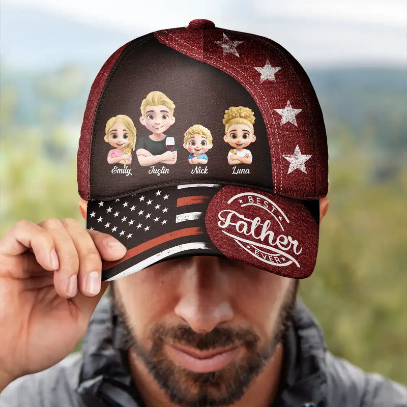 Stars And Stripes Best Dad Ever - Personalized Classic Cap