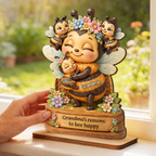 Grandma Mom's Reasons to Bee Happy - Personalized Wooden Plaque - Mother's Day Gift for Grandma, Mom