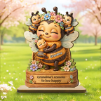 Grandma Mom's Reasons to Bee Happy - Personalized Wooden Plaque - Mother's Day Gift for Grandma, Mom
