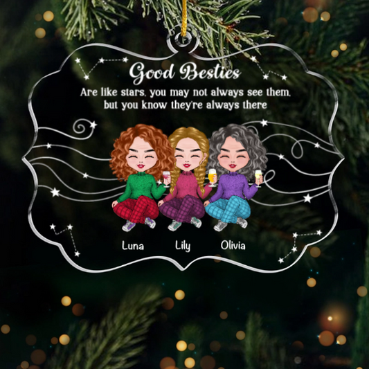 Custom Acrylic Ornament - Personalized Best Friend Christmas Birthday Gifts For Women, Besties, Sisters, BFF - Chaos Crew Forever